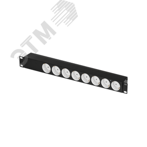 Блок розеток 19д 8 гнезд ''евророзетка'' макс. нагрузка 10 А без шнура питания вход С14 с фильтром без выключателя и предохранителя металлический корп