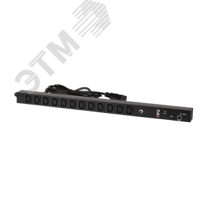 Блок розеток MN (Monitored) вертикальный 12 розеток C13 макс. нагрузка 16 А шнур питания 3 м. вилка С20 цифровое измерение силы тока на входе металлич
