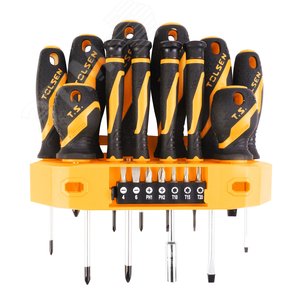 Набор отверток "GRIPro", вставки(биты), подвесной, 19 предметов TOLSEN TT20183