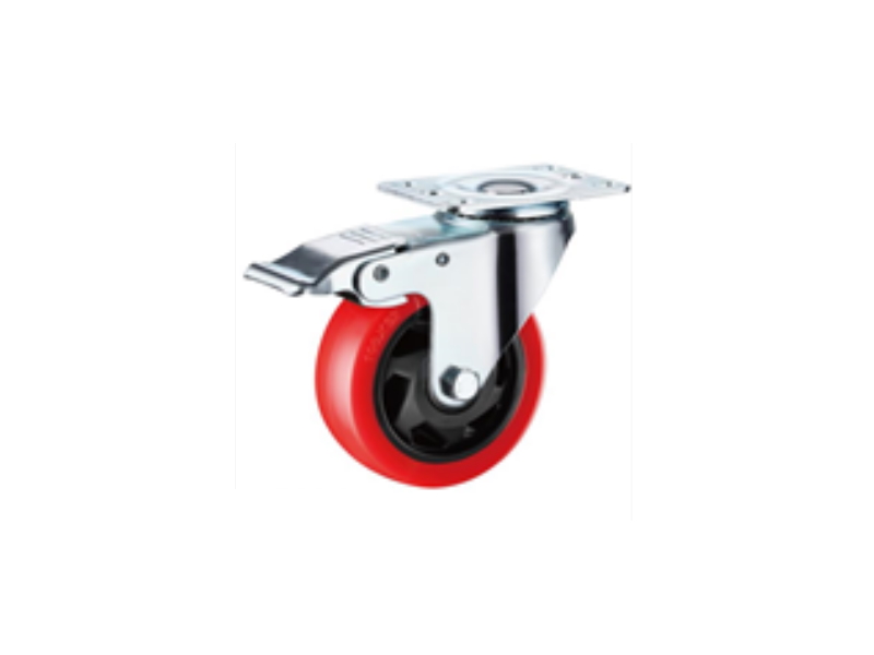 Колесо поворотное усиленное полиуретан SCBM 42 100 мм с тормозом