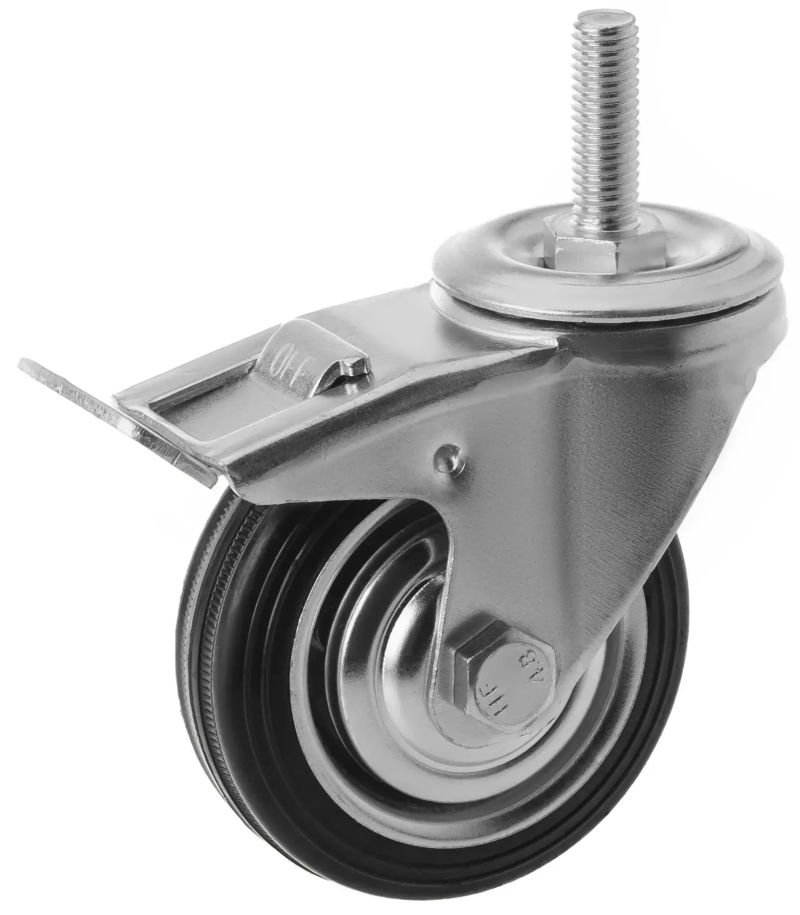 Колесо поворотное SCtB 97 85 мм резина с болтом и тормозом (F)