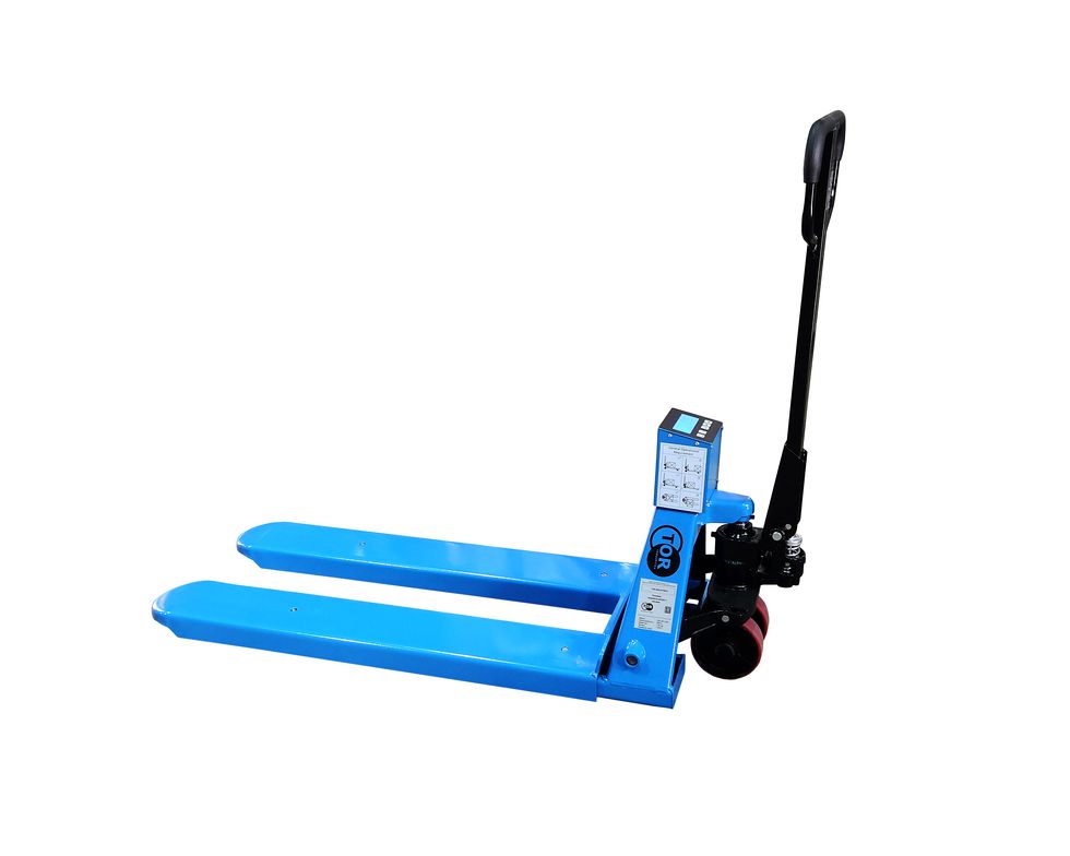 Тележка гидравлическая с весами неповоротный дисплей 2500 кг 1150 мм полиуретановые колеса TOR CBY-CW2