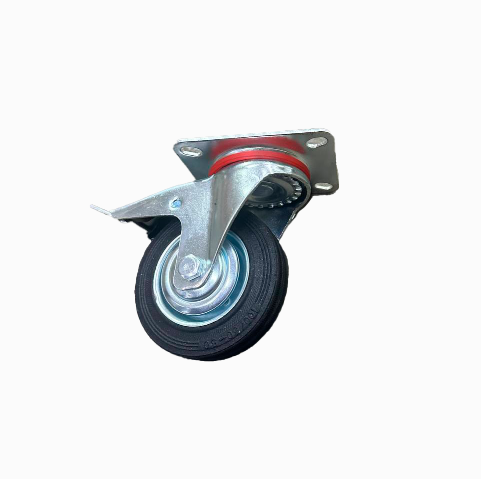 Колесо поворотное резина SCb 42 100 мм с тормозом (F)