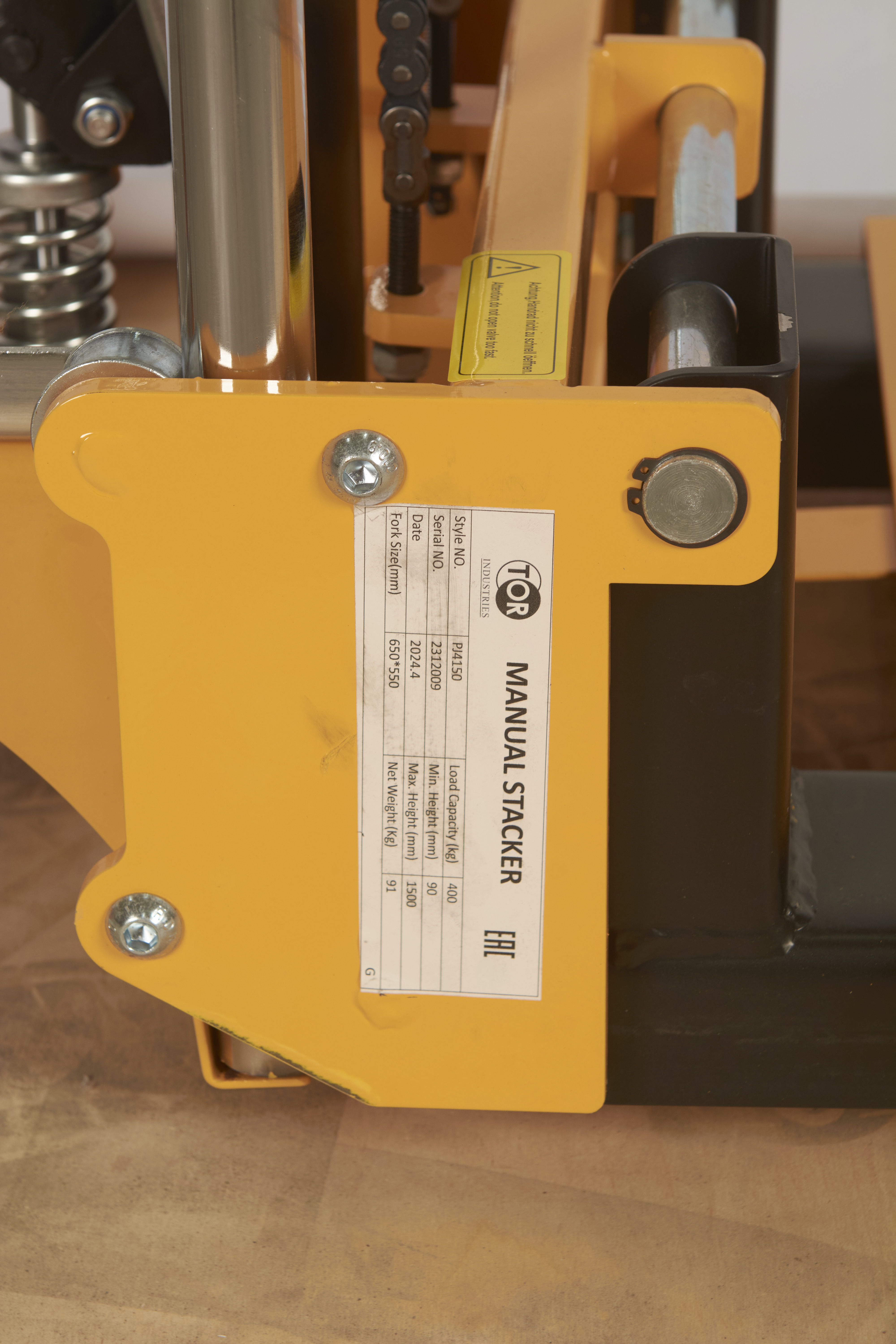 Штабелер гидравлический 0,4 т 1,5 м TOR PJ4150 облегченный