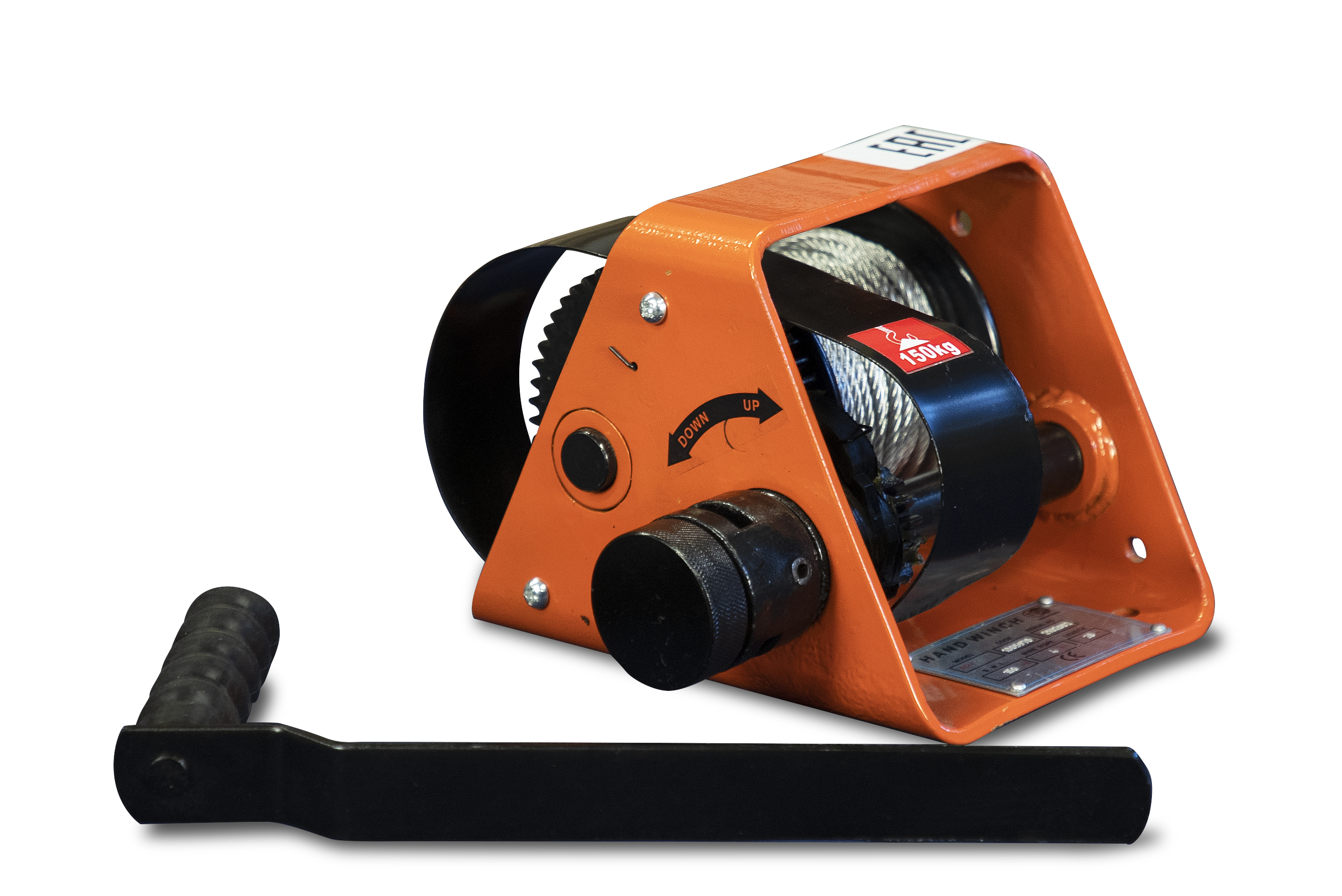 Лебедка ручная барабанная с тросом 1000кг  25м со съемной ручкой TOR GR