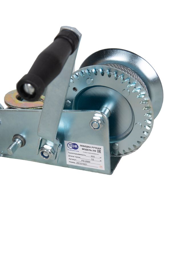 Лебедка ручная барабанная с тросом  900кг  10м оцинкованная TOR FD