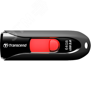 Флеш накопитель 64GB JetFlash 590, USB 2.0, выдвижной, черный, красный