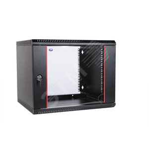 Шкаф телекоммуникационный настенный разборный 12U (600х350) дверь стекло черный