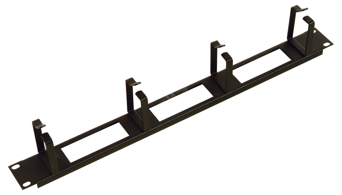 Органайзер кабельный горизонтальный с окнами 19' 1U 4 кольца серый