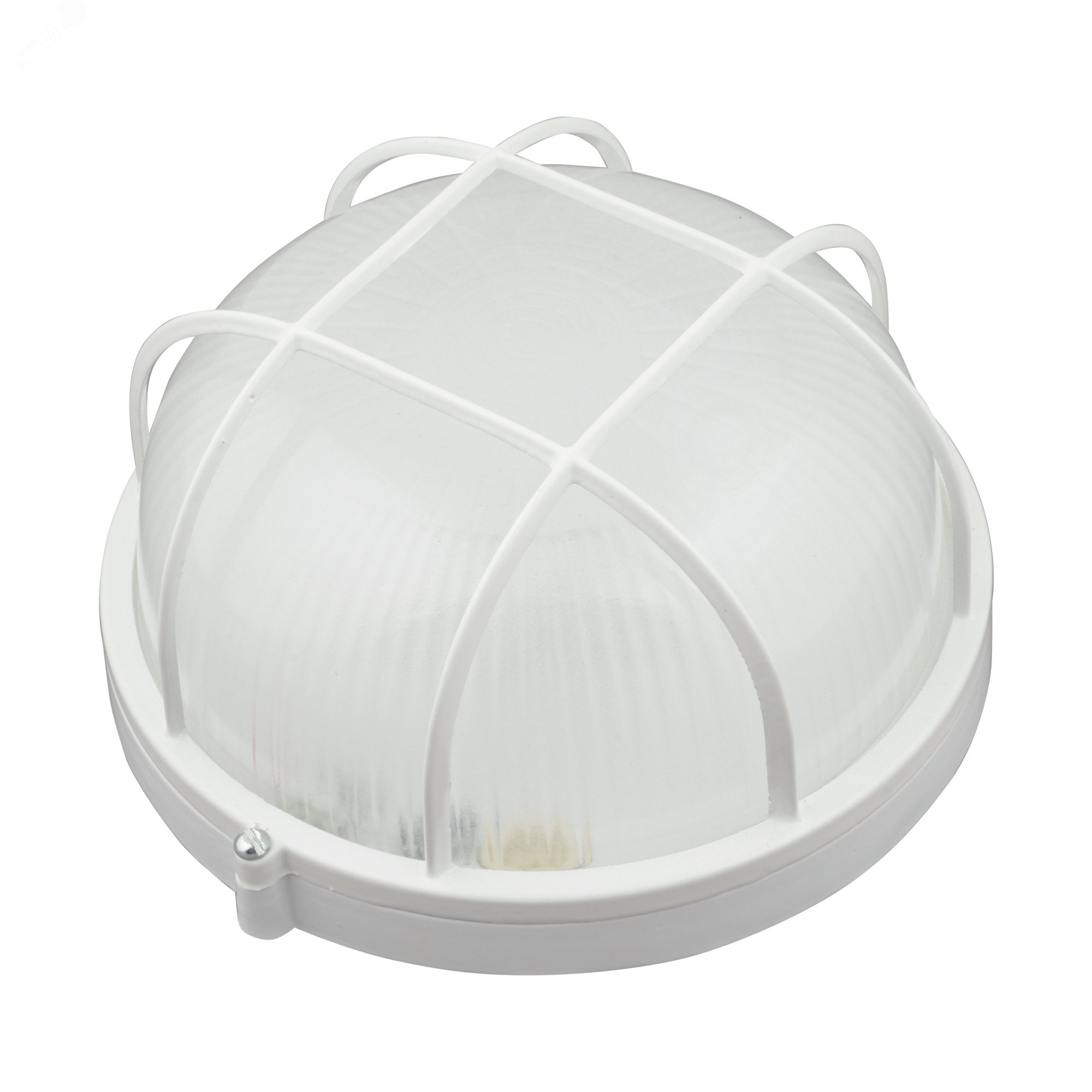 Светильник светодиодный влагозащищенный. Круг с решеткой. Дневной (6000K). 1200Лм. Диаметр 188мм. Корпус белый.