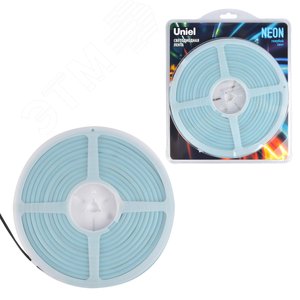 Лента гибкая светодиодная NEON ULS-N01-2835-120LED/m-6мм-IP67-DC12V-9W/m-5м-LIGHTBLUE катушка 5м в блистере голубой свет