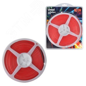 Лента гибкая светодиодная. NEON ULS-N01-2835-120LED/m-6мм-IP67-DC12V-9W/m-5м-RED катушка 5м в блистере красный свет