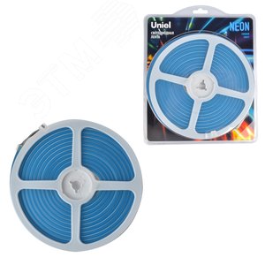 Лента гибкая светодиодная. NEON ULS-N01-2835-120LED/m-6мм-IP67-DC12V-9W/m-5м-BLUE катушка 5м. в блистере синий свет