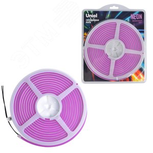 Гибкая светодиодная лента. NEON ULS-N01-2835-120LED/m-6mm-IP67-DC12V-9W/m-5M-PURPLE катушка 5м в блистере фиолетовый свет