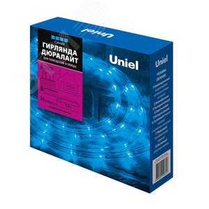 Гирлянда светодиодная Дюралайт ULD-D50 8M/С08 IP44 BLUE 8м С контроллером Синий свет Провод белый ТМ