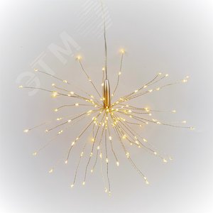 Фигура светодиодная Фейерверк на батарейках 3AA (не в/к) 30х30см Подвесная 120 светодиодов Теплый белый свет Пульт ДУ (в/к) Провод прозрачный ULD-H303