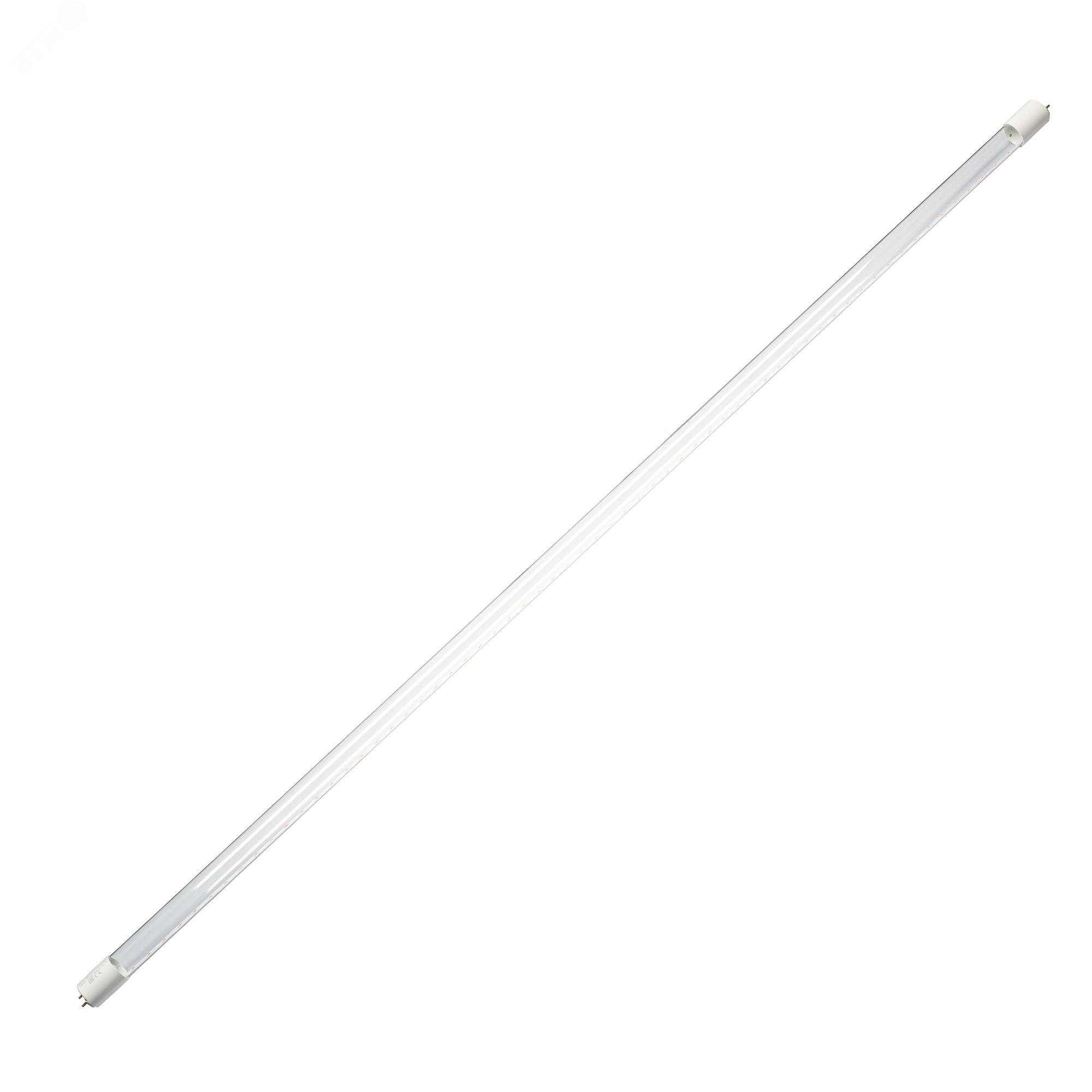 Лампа светодиодная для растений. LED-T8-18W/SPSB/G13/CL PLP30WH Форма T8, прозрачная. Спектр для рассады и цветения. ТМ .