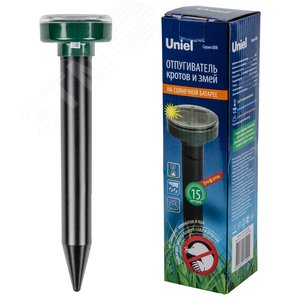 Устройство для отпугивания кротов и змей UDR-S20 SOL GREEN , на солнечной батарее. Постоянная частота вибрации. Аккумулятор в/к. IP44. Зеленый. TM