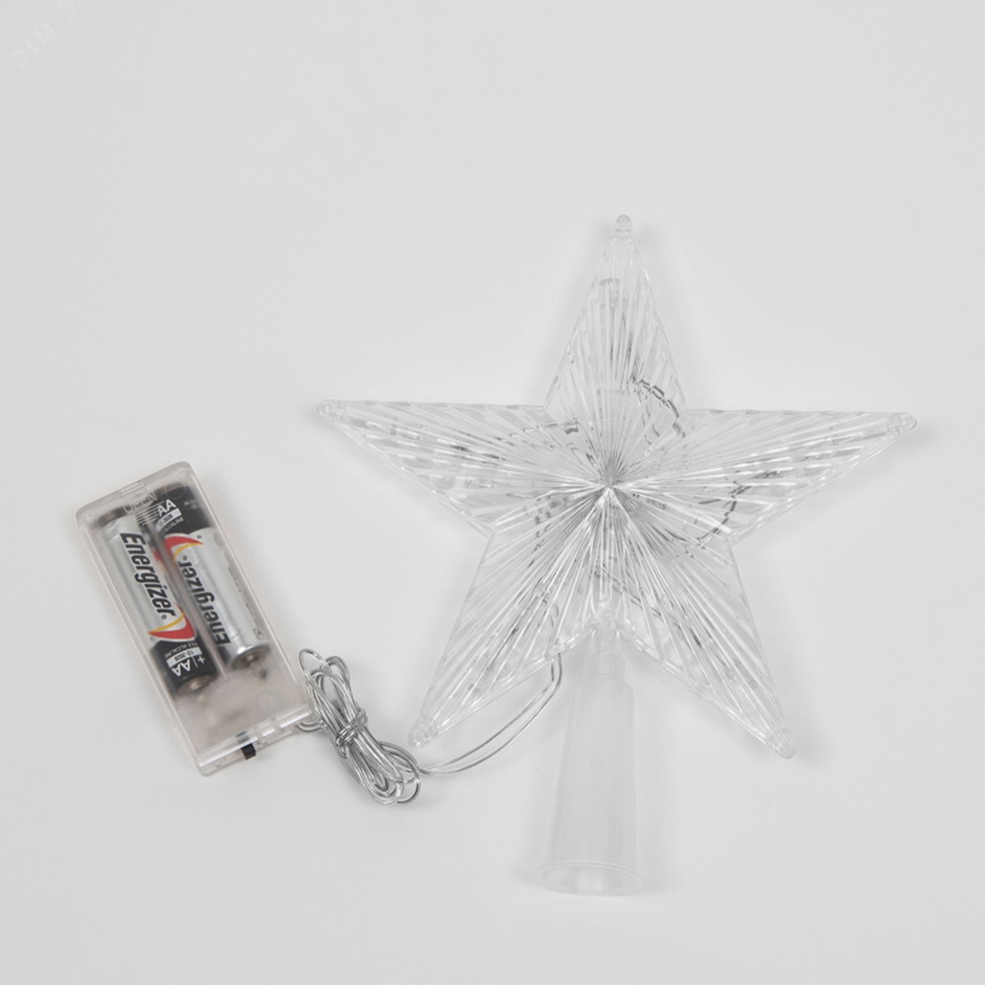Украшение светодиодное для ёлки Звезда-2 15см на батарейках (не в/к) 10 светодиодов Теплый Прозрачный провод ULD-H1515-010/STB/2AA WARM WHITE STAR-2