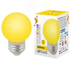 Лампа декоративная светодиодная LED-G45-1W/YELLOW/E27/FR/С Форма шар матовая. Цвет желтый Картон