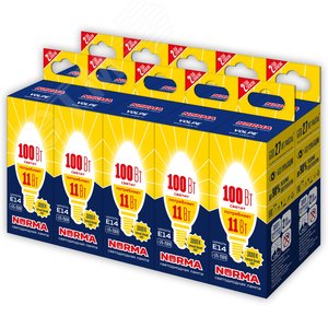 Лампа светодиодная 11 Вт Патрон Е14 Форма свеча матовая Серия Norma Теплый белый свет 3000K Картон ТМ Volpe LED-C37-11W/WW/E14/FR/NR Набор из 10штук