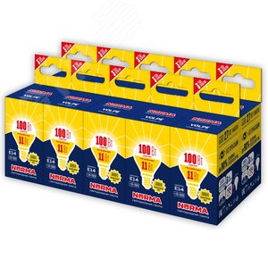 Лампа светодиодная 11 Вт Патрон Е14 Форма шар матовая Серия Norma Теплый белый свет 3000K Картон ТМ Volpe LED-G45-11W/WW/E14/FR/NR Набор из 10штук