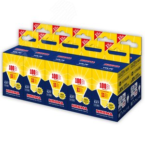 Лампа светодиодная 11 Вт Паирон Е27 Форма шар матовая Серия Norma Теплый белый свет 3000K ТМ Volpe LED-G45-11W/WW/E27/FR/NR Набор из 10штук