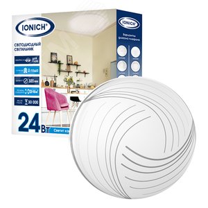 Светильник светодиодный декоративный ДБО 24Вт 1680Лм 230В 6500К IP20 IONICH