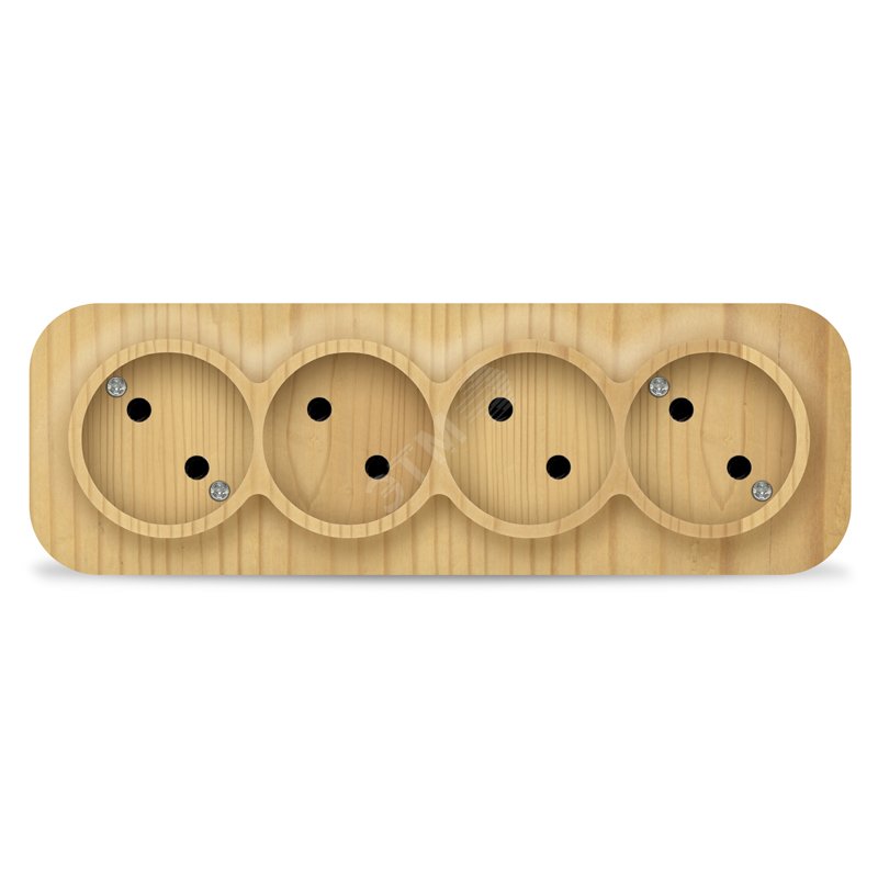 Розетка четырехместная серия IONICH, б/з, о/у, 16А, 220В, сосна