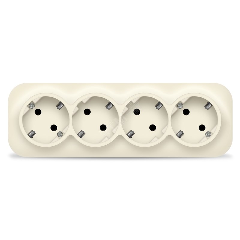 Розетка четырехместная серия IONICH, с/з, о/у, 16А, 220В, слоновая кость (ivory)