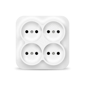 Розетка четырехместная квадратная серия IONICH, б/з, о/у, 16А, 220В, белая (еврослот)