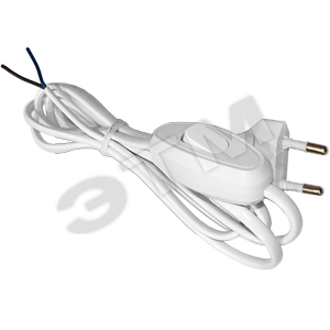 Выключатель проходной на шнур для бра белый 1.7м