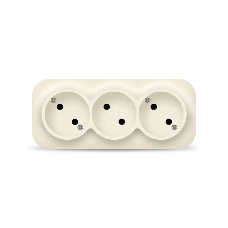 Розетка трехместная серия IONICH, б/з, о/у, 16А, 220В, слоновая кость (ivory)