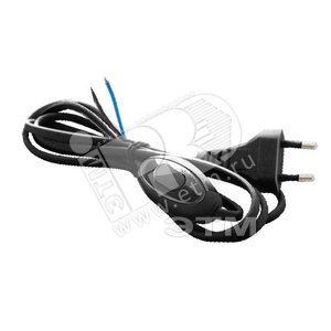 Шнур для бра с проходным выключателем ШВВП 2х0.75 1.7м черный