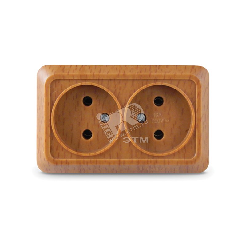 Розетка Олимп двойная без заземления бук