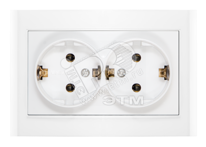 Розетка Бриллиант двойная с заземлением белая