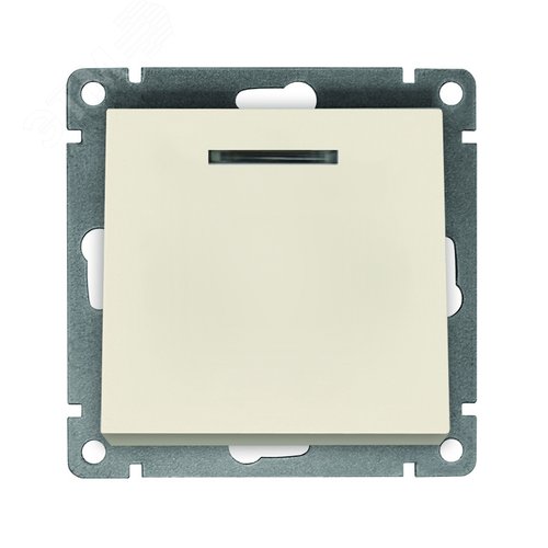 Выключатель одноклавишный с подсветкой серия Афина , с/у, 10А, 220В, слоновая кость (ivory) (еврослот)