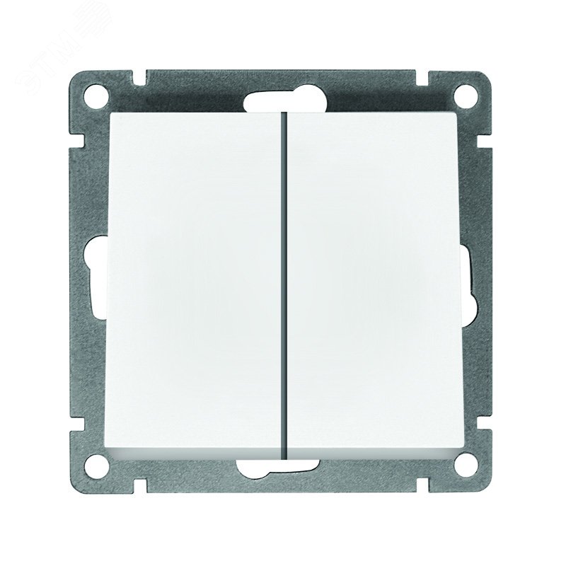 Выключатель двухклавишный серия Афина , с/у, 10А, 220В, белый (еврослот)