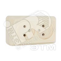 Олимп Розетка двойная без заземления бежевая наружная