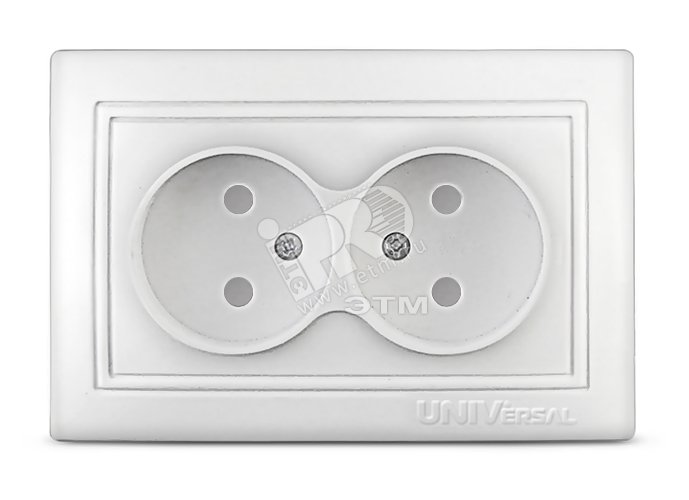 Розетка Севиль двойная без заземления с защитной шторкой белая