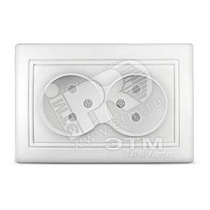 Розетка Севиль двойная без заземления с защитной шторкой белая