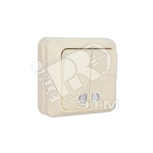 Олимп Выключатель двухклавишный наружный 10А с индикацией бежевый