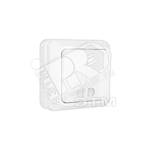 Олимп Выключатель двухклавишный с подсветкой белый наружный