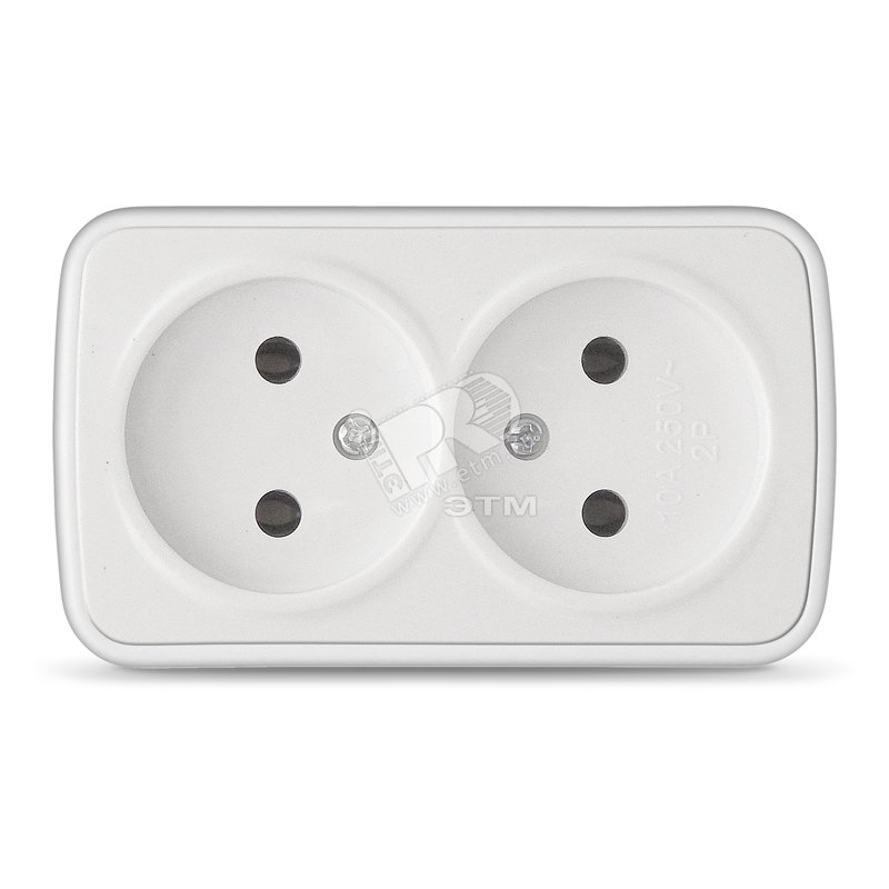 Розетка Электра двойная без заземления белая