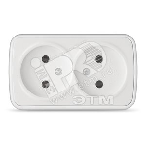 Розетка Электра двойная без заземления белая