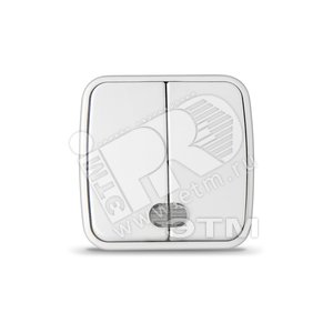 Выключатель Электра двухклавишный с подсветкой белый