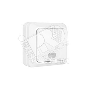 Олимп Выключатель одноклавишный с подсветкой белый наружный