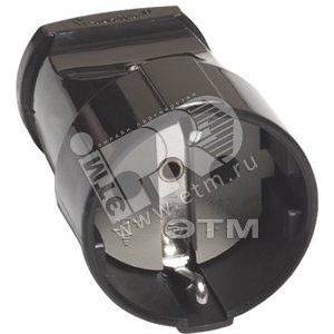 Гнездо штепсельное с заземлением черное 16А 250В