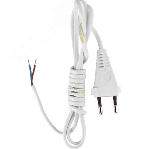Шнур сетевой с вилкой  ШВВП 2х0,5 белый 1,7 м