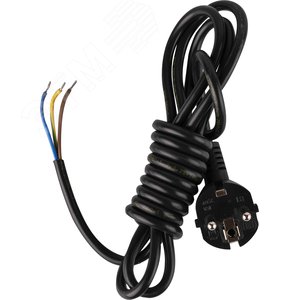 Шнур сетевой с вилкой ПВС 3х0,75-81 черный 1,5 м